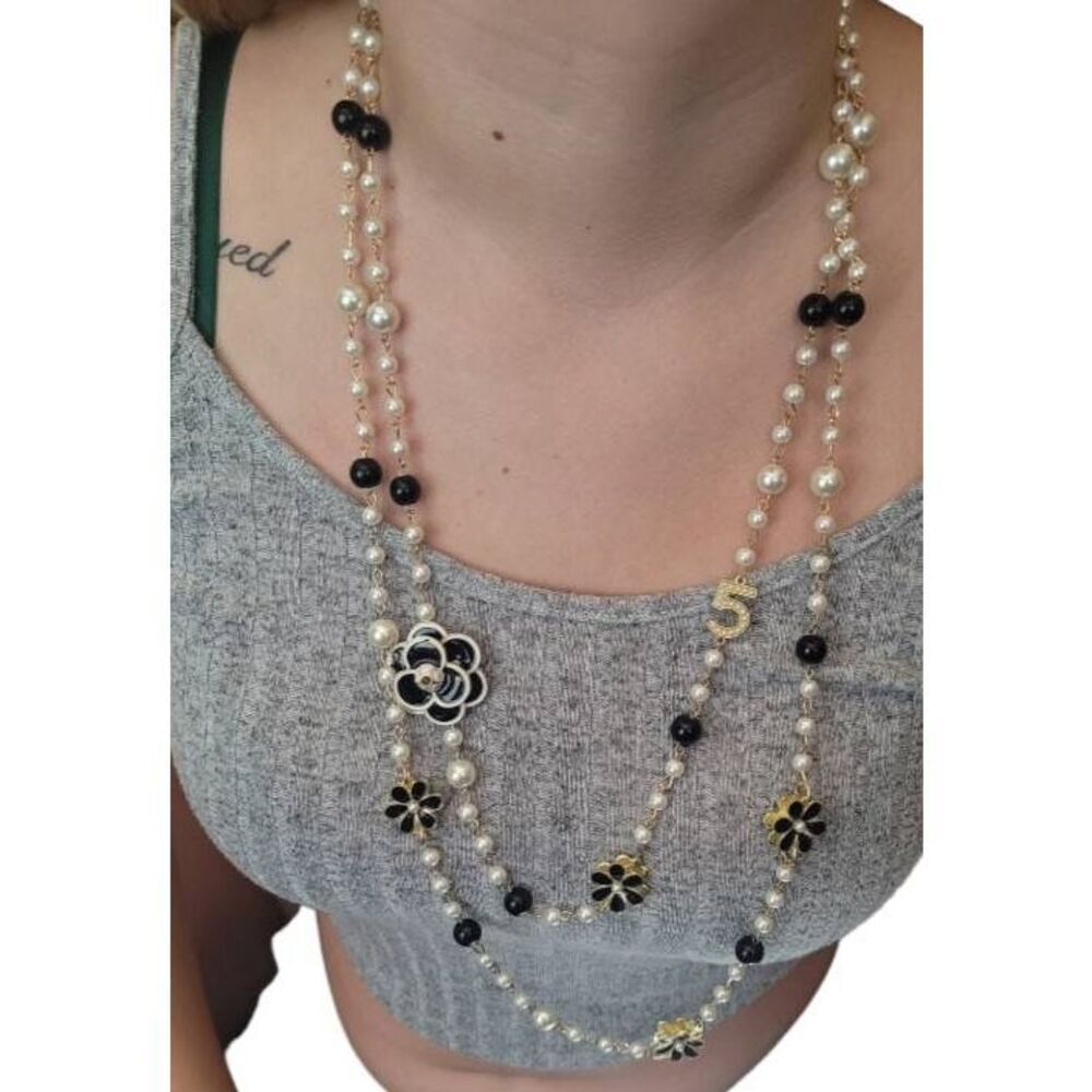 French Court Style Faux Pearl Necklace Korean Style Flower Beaded Number 5 - Picture 3 of 6